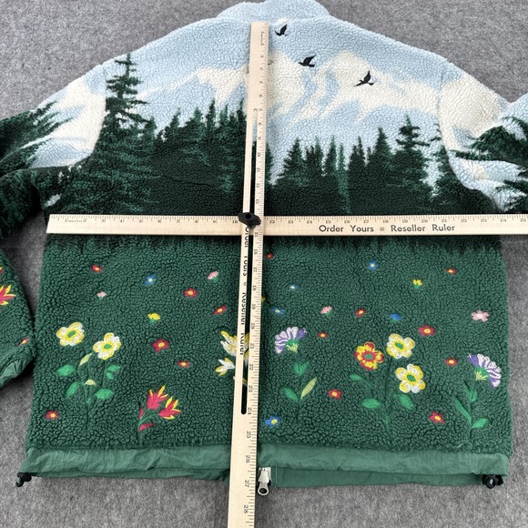 Kith Sherpa Fleece Jacket Men Medium Pinehurst Landscape Full Zip Forest Larimar - Picture 6 of 11